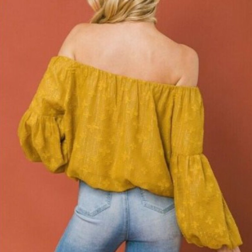 A Calvin by Flying Tomato Crop Top Off Shoulder Blouse